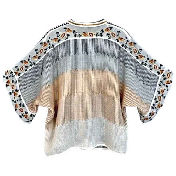 Johnny Was Minerva Embroidered Kimono Blouse Blue Cream XS - Picture 6 of 10